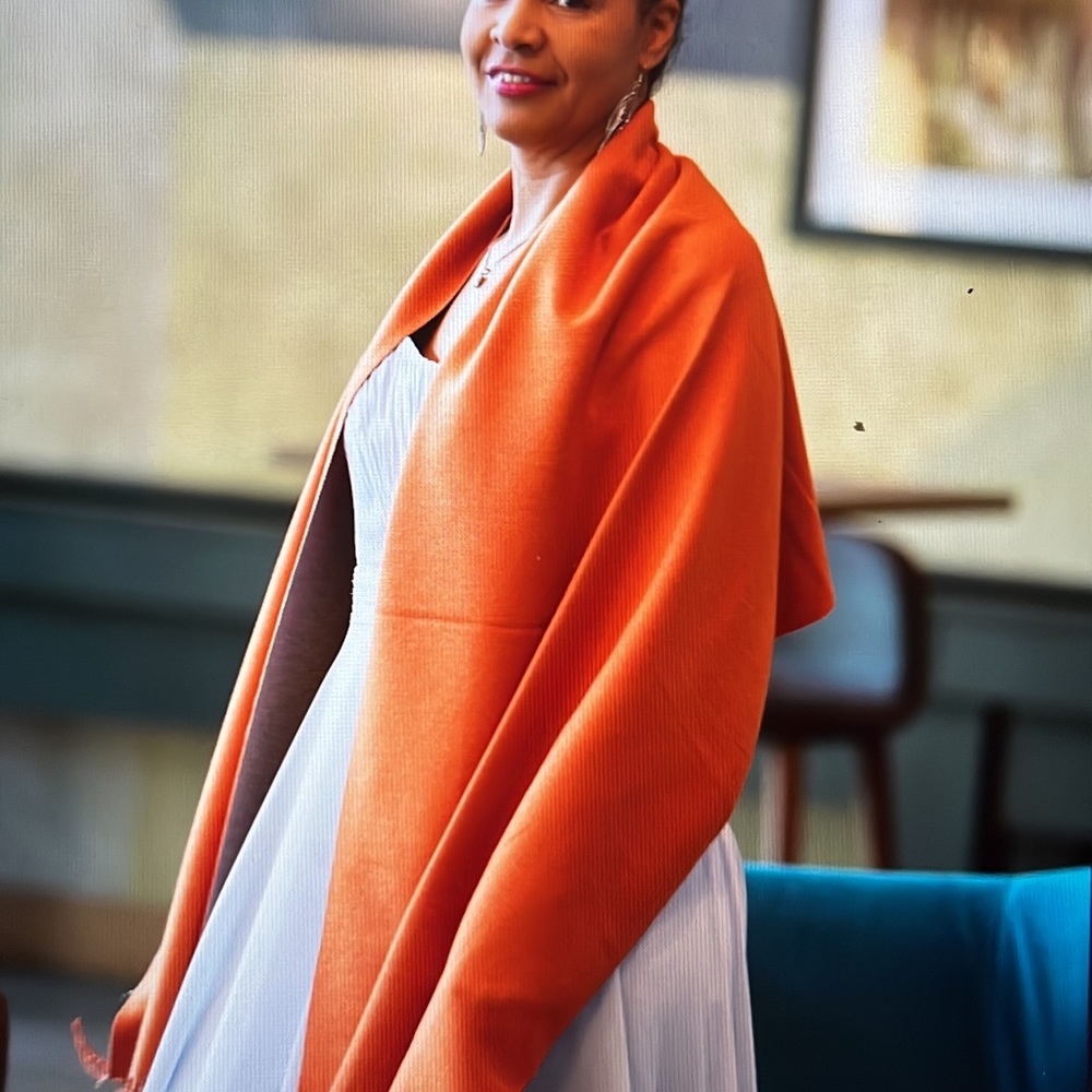 ORANGE REVERSIBLE CASHMERE FEEL WINTER SCARF